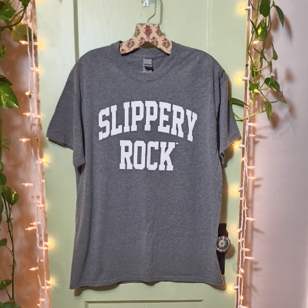 Women's Gildan Heavy Cotton Gray White Slippery Rock T-shirt 👕 L